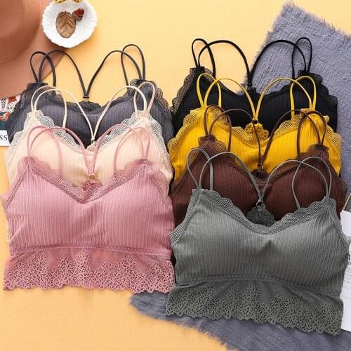 Ladies Lace Bralette Bra Top Sexy Halter Lingerie Underwear Intimate Bra Crop Top Unlined Soft Bras Breathable Underwear