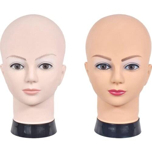 Female Mannequin Bald PVC Head Model Stand Rack for Hairpieces Display
