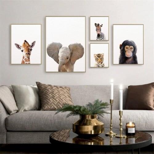 Animal Modern Home Decor Nordic Canvas Painting Giraffe Zebra Lion Wall Art Cartoon Poster Printing Dormitory Childrens Room
