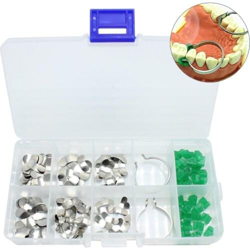 1Set 100Pcs Dental Matrix Sectional Contoured Matrices + 40 Pcs Silicone Add-On Wedges Dental Tools Instrument