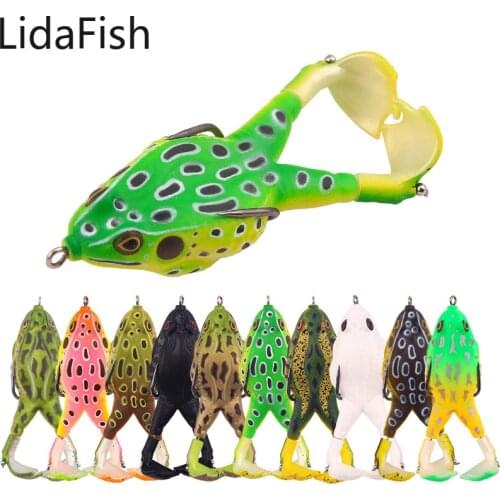 1 Pcs Double Propeller Frog Lure Soft Baits with Fishing Hooks Jig Artificial Bait Topwater Soft Fishing Lure