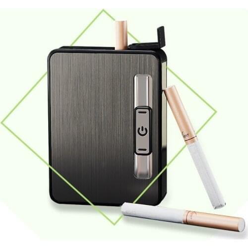 10pcs Automatic Cigarette Case with Charging Lighter Personalized Cigarette Case Charging Usb Cigarette Lighter Gadgets for Men