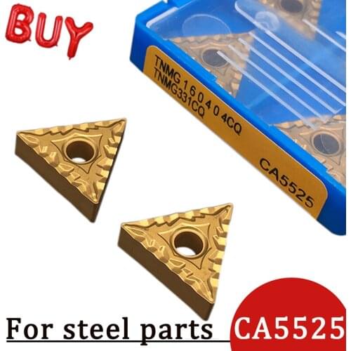 10pcs TNMG160404 CQ CA5525 100% Original Carbide Insert High Quality TNMG Yellow Blade Machining External Turning Tool For Steel