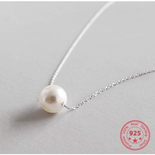 100% S925 Sterling Silver Fashion Elegant Shell Pearl Necklace Pendant for Women Jewelry