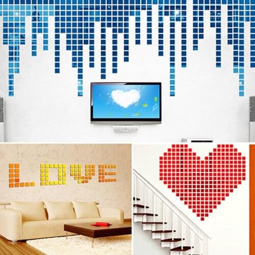 100 Pcs/set 2*2CM Acrylic Mirrored Decorative Sticker Wall Art DIY Decoration Mirror Wall Stickers For Kids Rooms Home Decor