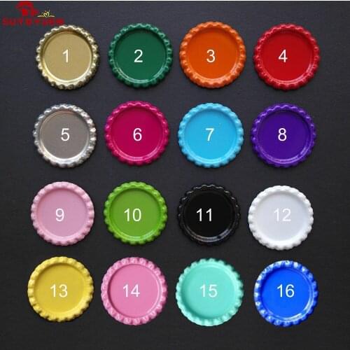 100 Pcs Flattened Bottle Cap Charm, Flat Bottle Caps Without Holes Both Side Colored For DIY Pendant Setting Jewelry Findings
