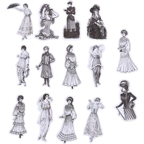 14/22Pcs/Pack Vintage European Ladies/Tickets Old Peper Stickers DIY Scrapbooking Label Diary Sticker Retro Character Stickers