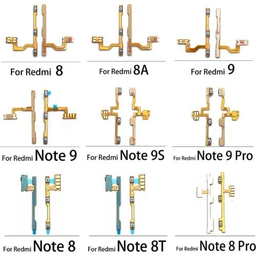 2Pcs Power Switch Button Volume control Key Button Flex Cable For Xiaomi Redmi 8 8A 9 Note 9 9S / Mi 10 lite Note 10 Pro 10T