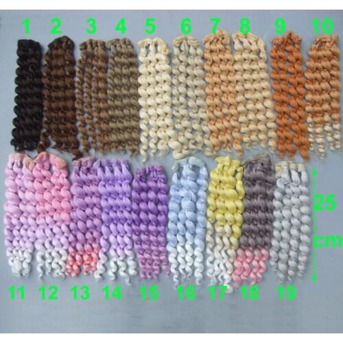 25cm curly doll hair for 1/3 1/4 1/6 BJD diy Russian handmade wavy Doll wigs trees