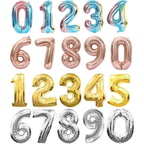 32 inch digital balloon golden silver rose gold colorful aluminum foil balloon birthday party wedding decoration balloon