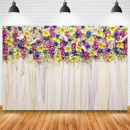 White Curtain Rose Flower Floral Photography Backdrop For Wedding Valentines Day Party Photocall Photo Studio Vinyl Backgrounds