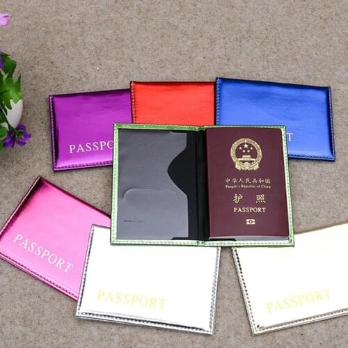 Women Super Shine Paillette Passport Covers Travel Accessories Holder PU Leather Metallic color Passport Business Wallet Case