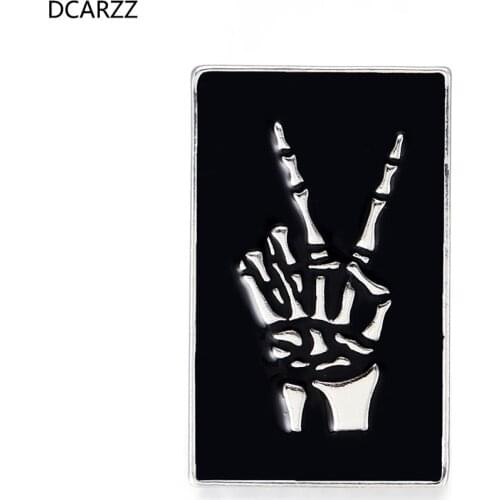 DCARZZ Skeleton Hand Brooch Pin Medical Vintage Jewelry Anatomical Silver Plated Gift Men Black Enamel Lapel Pin Metal Doctors