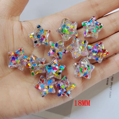 30pcs DIY flat back resin glitter star shaped beads resin cabochons pendants for kids earring hair clip accessories