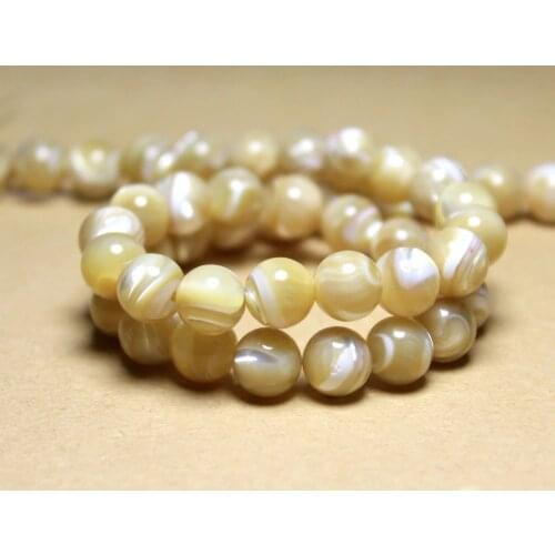 Natural Round Trochus Niloticus Shell Beige Beads For Jewelry Making For Beadwork DIY Bracelet Necklace 4/6/8/10 Mm Strand 15