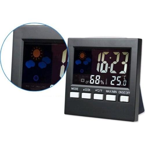 Weather Clock Color Screen New Digital Display Thermometer humidity clock Colorful LCD Alarm Calendar Weather Pop