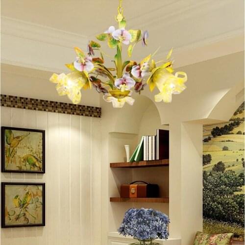 Floral Chandelier Decora Flower Iron Modern Chandeliers D54cm H38cm 3L Living Room Rose Lights Lamp Girls Bedroom Home Lighting