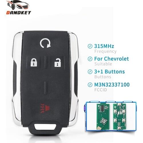 Dandkey Keyless-Go Remote Car Key 3+1 4 Buttons For Chevrolet Silverado Colorado 2014-2018 Smart Key For GMC 315Mhz M3N32337100