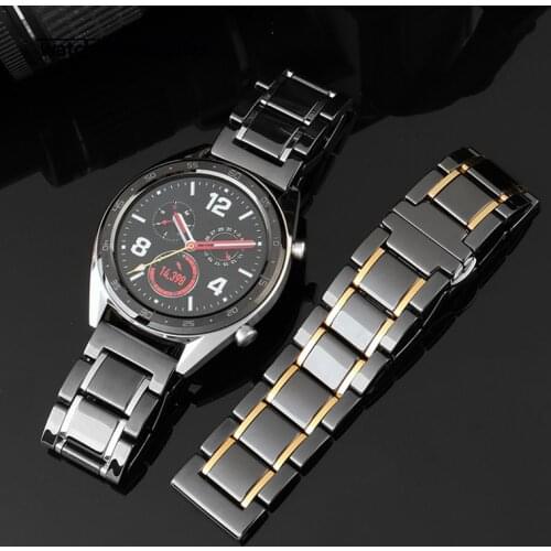 For Samsung Gear S2 S3 Steel with Ceramic Bracelet Galaxy Watch 46mm/42mm/Active 2 1 40mm 44mm huawei watch2 GT watchband