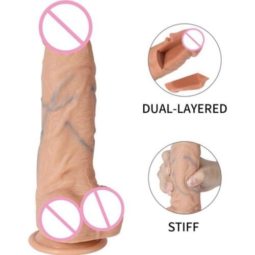 Double Layer New Thick Big Dildos Female Realistic Big Dildo for Women Mans Penis Sex Toy Lesbian Dildo Strapon No Vibrator