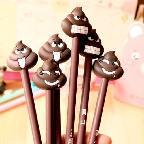 48pcs/Lot Creative Funny Cartoon Poop Style Gel Pen 0.5mm Black Ink