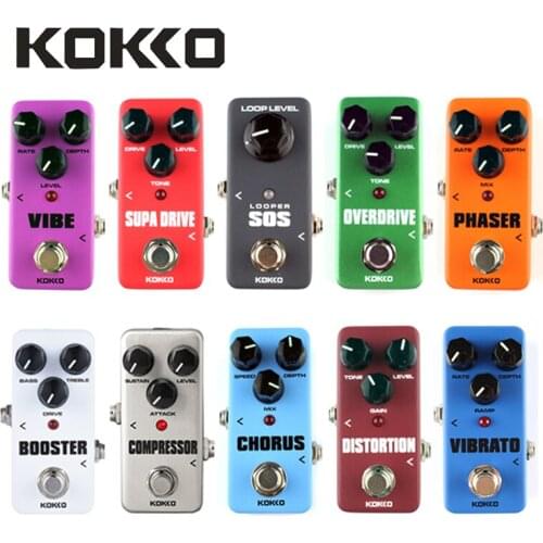 KOKKO Mini Pedal Portable Guitar Effect Pedal Overdrive,Timer,SOS,Booster,Supa Drive,Distortion,Chorus,Space,Vibrato,Compressor