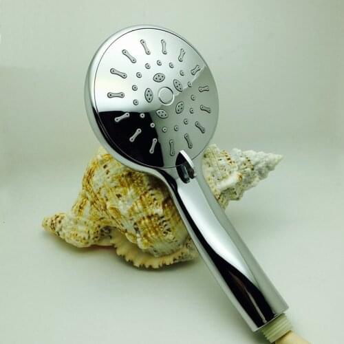 2 Style Bathroom ABS Plastic Water Saving Shower Head Nozzle Crude Hole 3 Way Water Out Pressure Boost Shower Head Chrome Plated