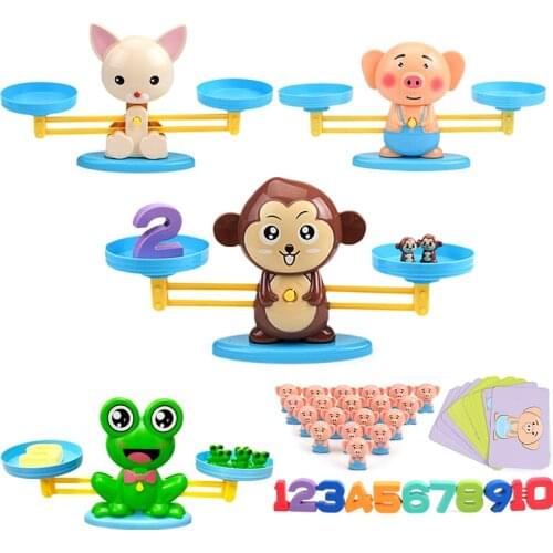 Math Match Game Board Toys Monkey Dog Match Balancing Scale Number Balance Game Kids Educational Toys to Learn additon count