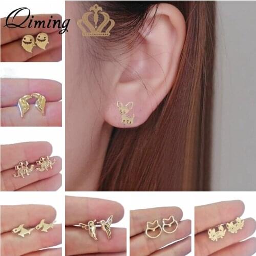 Lovely Animal Statement Earrings Dinosaur Bird Dog Pet Lover fashion Golden Korean Jewelry Birthday Gift Earrings Women