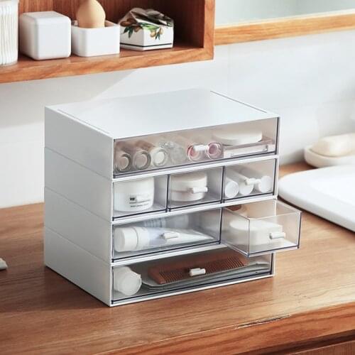 Desktop Storage Box Large Capacity Cosmetic Drawer Organizer Transparent Multi-layer Jewellery Makeup Container Home Organizer