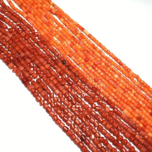 Natural Cylindrical Coral Beads Small Loose Coral Beads for Making DIY Jewelry Necklace Bracelet Ength 38cm Size 3x3cm