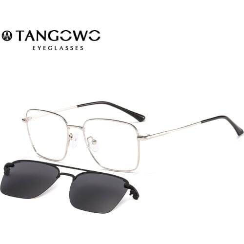 TANGOWO Fashion Square Glasses Frame Men Vintage Women Clip on Brand Designer Magnetic Polarized Sunglasses Eyeglasses DP33070
