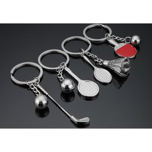 2021 Wholesale Promotion Table Tennis Golf Key Chain Sports Keychain Badminton Racket Key Ring