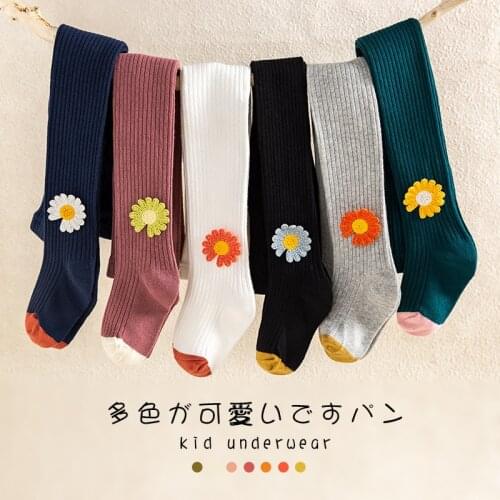 Autumn Winter Warm Newborn Baby Pantyhose Cute 3D-flower Design Toddler Girls Tights Kids Stocking for Children Clothes