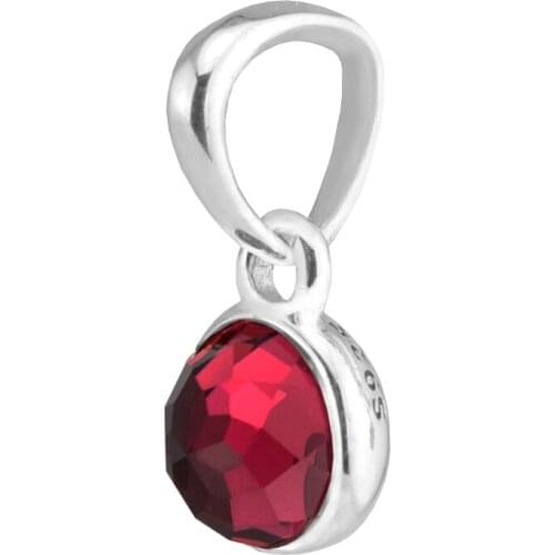 Fits for Pandora Bracelets January Droplet Charms with Garnet 925 Sterling Silver Beads Jewelry Free Shipping
