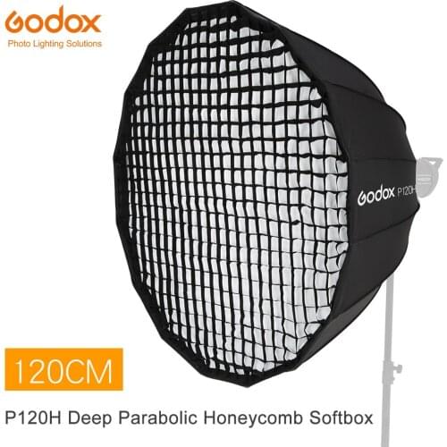 Godox Portable P120H 120CM Deep Parabolic Honeycomb Grid Bowens Mount Softbox Studio Flash Reflector Photo Studio Softbox