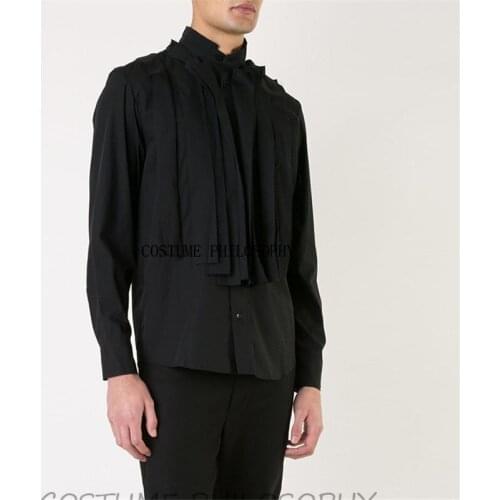 S-6XL! 2018 Original new maobian male shirt customization series dark trend runway clothing