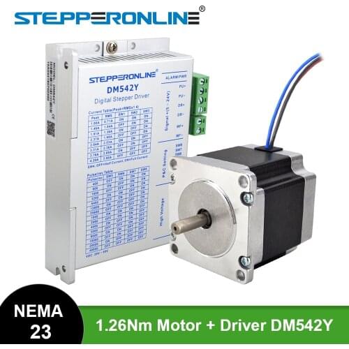 STEPPERONLINE Nema 23 Stepper Motor CNC Kit 1.26Nm(178.04oz.in) 57 Motor 2.8A 57x56mm with Stepper Motor Driver DM542Y