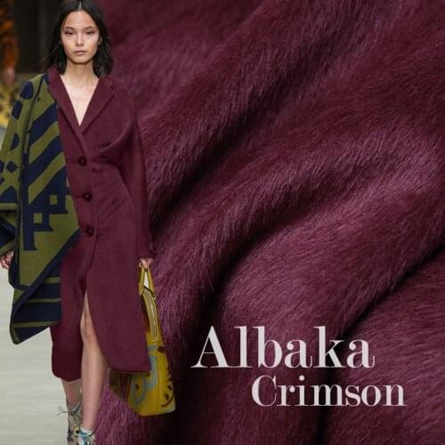 Dark red the cloth High quality Alpaca Wool over coating long hair materials Winter overcoat DIY clothes fabrics Freeshipping
