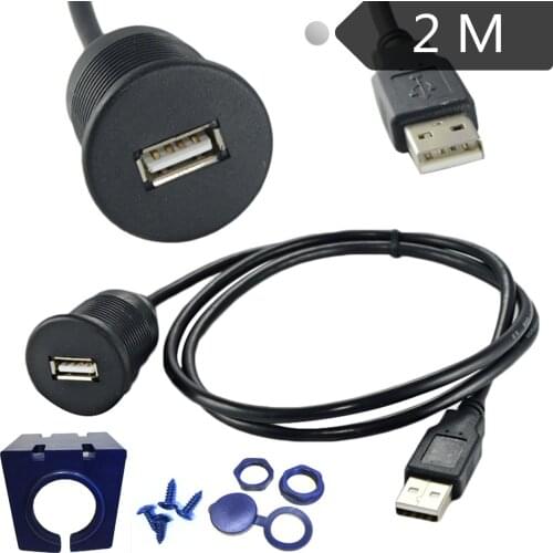 Usb Extension Lead For Car Audio Stereos - 2 Metre Length With Mounting Bracket
