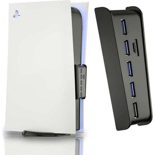 6 in 1 USB Splitter Expander Hub with 5 USB A + 1 USB C Ports for PlayStation 5 Digital Edition Console For PS5 Accessories