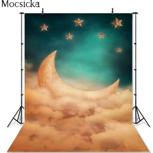 Vinyl Photography Background Night Sky Moon Star Computed Printed Children Backdrops for Photo Studio F-3060