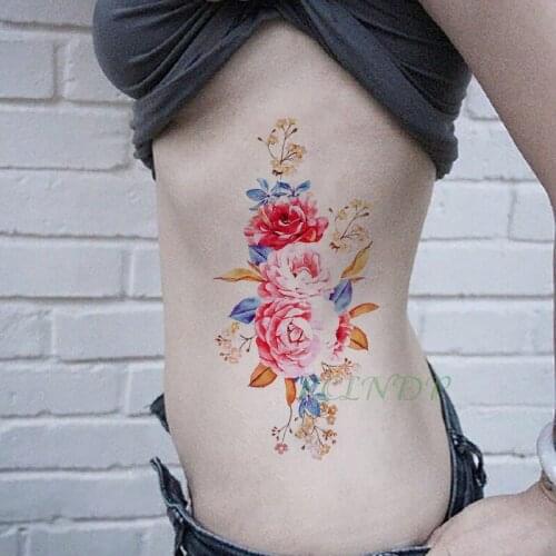 Waterproof Temporary Tattoo Sticker flower rose peony tatto stickers flash tatoo fake tattoos tatouage for girl women femme