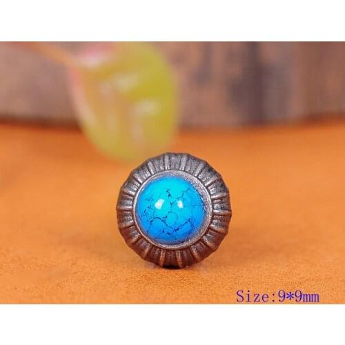 20X Blue Turquoise Flower Fasteners Studs Rivets for Leathercraft Handcraft Jeans