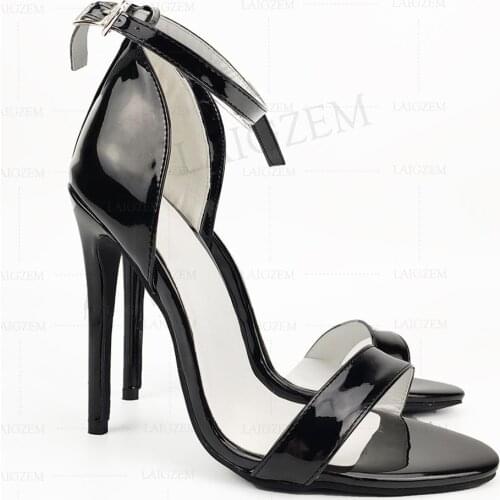LAIGZEM Women Sandals Open Toe High Heel Sandals Ankle Strap Pumps Basic Summer Shoes Woman Sapato Zapatos Big Size 41 43 44 52