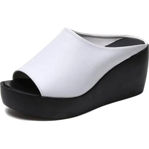 Women Open Toe Breathable Soft Sole Beach Sandals Indoor Outdoor Anti-slip Slippers Loafers Thick Wedges Sandal Shoes For Female