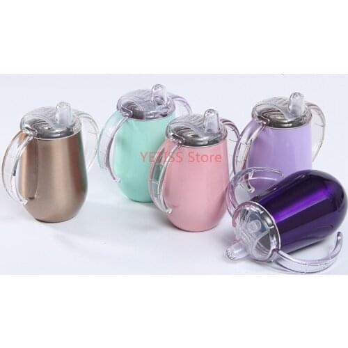 10pcs/lot 10oz Baby Bottle Stainless Steel Tumbler with Handle Vacuum Insulated Leak Proof Travel Cup 12 Colors Kid Water Bottle