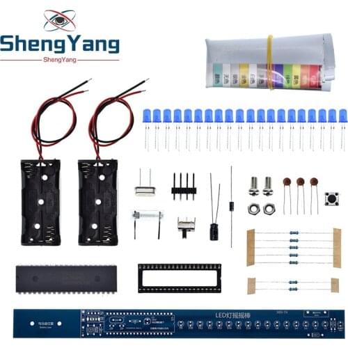 16 Bits POV LED Stick Light Rocker Diy Kit Shaking STC89C52 51 Microcontroller Electronic Solder Kits Blue / 9Red Display