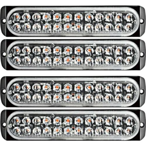 4Pcs12-24V Side Light 24LED Strobe Light 72W Flashing Light Side Marker Light for Trucks Trailers Cars Motorcycles