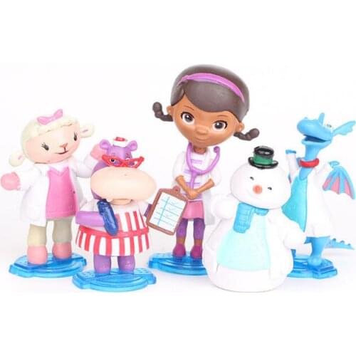 5pcs/set 5-8cm Doc McStuffins Doctor Friends Girls & Dragon & Sheep & Hippo 5-8cm Action Figure Toys Girls Dolls Gifts